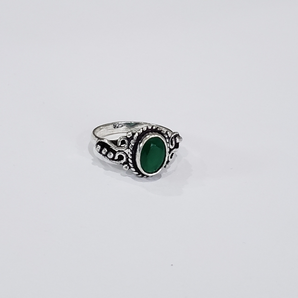 Emerald Ring, 925 Silver Emerald Gemstone Vintage… - image 6